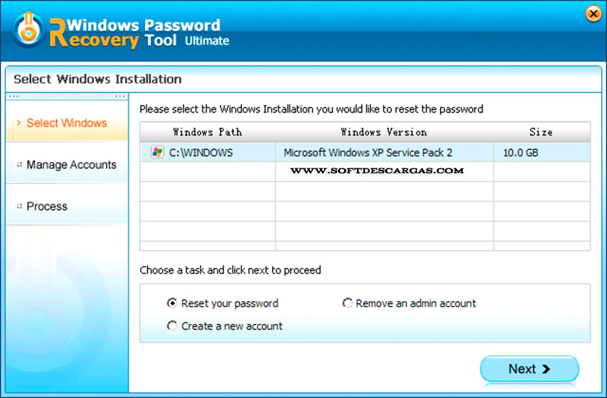 Características Windows Password Recovery Tool Ultimate