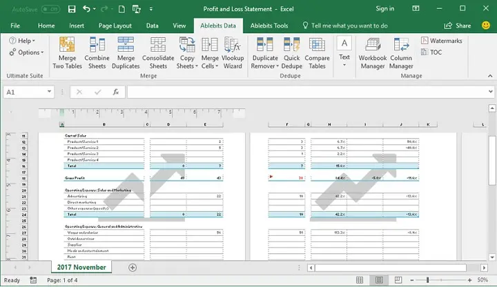 Caracteristicas de Ablebits Ultimate Suite para Excel Business Edition