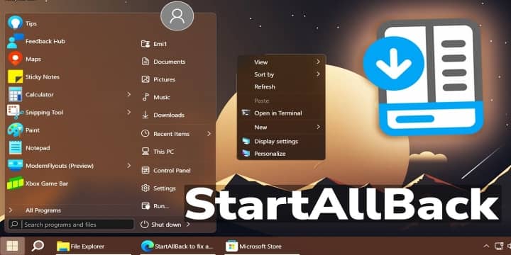 StartAllBack 3.4.3 Restaura el clasico menu Inicio de Windows